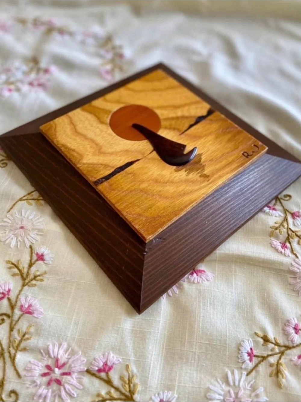 Handcrafted Wooden Sailboat Wall Art - Natural & Dark Brown